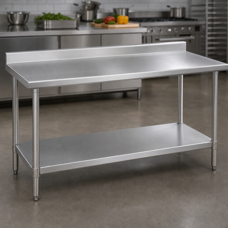 Product image #3 for Deluxe Series 30 x 30 Inch Stainless Steel Work Table with Rear Upturn and Adjustable Undershelf