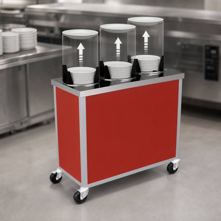 Product image #3 for Atlas Metal MEPD3-10-1/8 Mobile Enclosed Plate Dispenser, Triple Compartment, 10 1/8" Max Plate Diameter