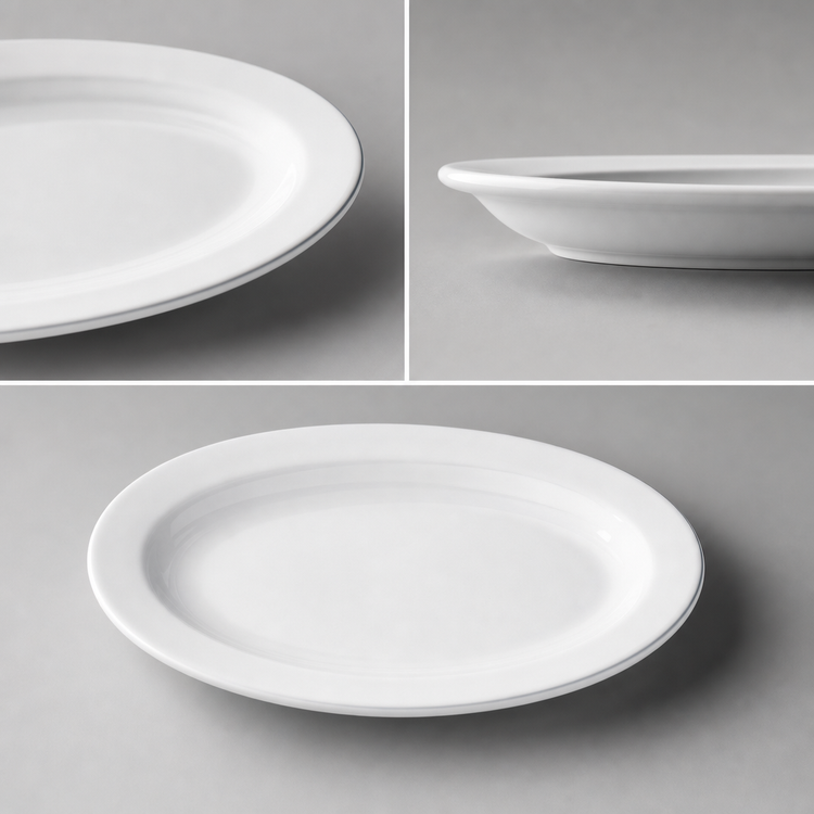 Product image #3 for Winco Birkhall White Oval Rolled Edge Porcelain Platter, 13 x 7-5/8 x 1 Inches