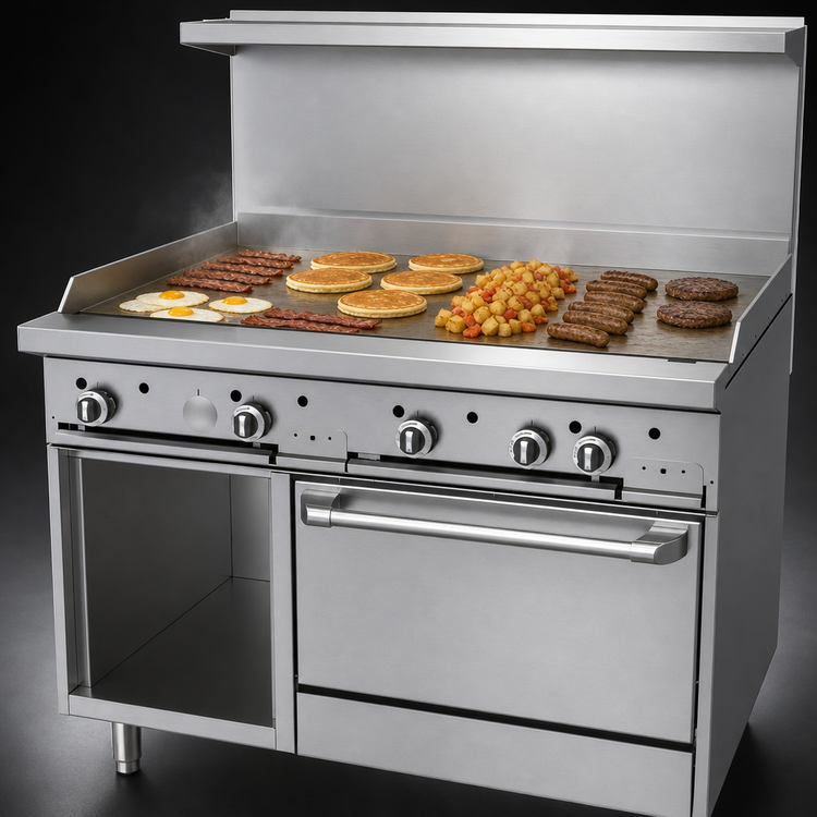 Product image #3 for Garland G Starfire Pro G48-G48RS 48-Inch Gas Restaurant Range with Griddle, Standard Oven, and Storage Base