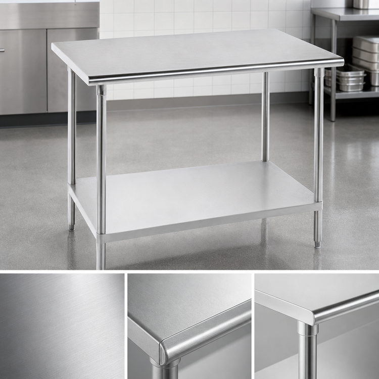 Product image #3 for Advance Tabco 84-Inch W x 36-Inch D Stainless Steel Work Table with Adjustable Undershelf