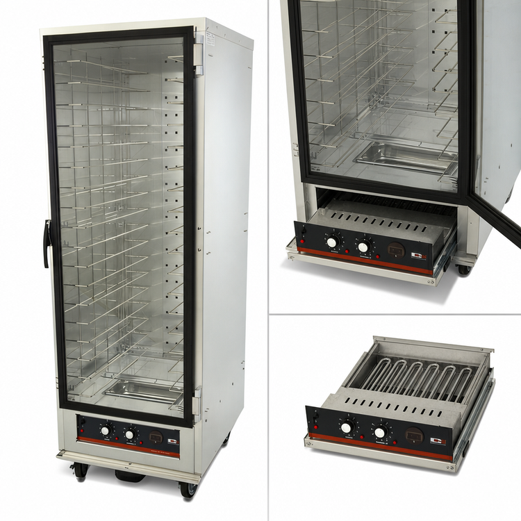 Product image #3 for hotLOGIX HL2-18 Full-Height Heated Humidified Holding Cabinet / Heater Proofer, Non-Insulated Aluminum, Glass Door