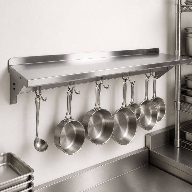 Product image #3 for John Boos Stallion 36-Inch Wall-Mounted Stainless Steel Pot Rack Shelf