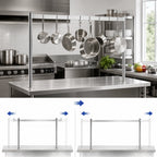 Thumbnail image #4 for Klinger's Trading TMU-60 Adjustable Table-Mounted U-Shaped Stainless Steel Pot Rack, Single Bar, Double-Prong Hooks, 49-60 in.