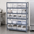 Thumbnail image #3 for Quantum Heavy-Duty Stationary Wire Shelving Unit with 5 Shelves and 16 Clear Bins, 36 x 12 x 39 Inches