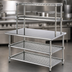 Thumbnail image #3 for Eagle Group AdjusTable Heavy-Duty Two-Tier Stainless Steel Work Table with Double Overshelf, 48