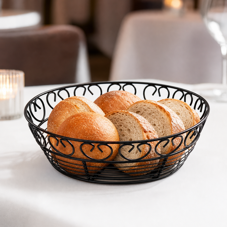 Product image #4 for Winco 8-Inch Round Wire Bread/Fruit Basket, Black