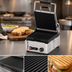 Thumbnail image #3 for Omcan Single Commercial Panini Press with Grooved Cast Iron Plates, 10 x 11 Inch Cooking Surface, 120V