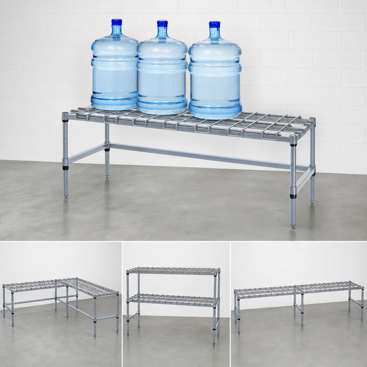 Product image #3 for Quantum Modular Wire Dunnage Rack, 42 x 24 x 14 Inches, 1500 lb. Capacity, Gray Epoxy Antimicrobial Finish