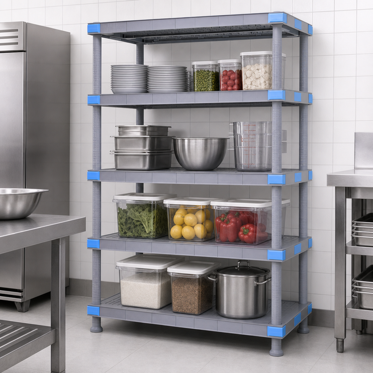Product image #3 for Quantum Millenia 48 Inch x 24 Inch x 62 Inch Stationary Starter Polymer Shelving Unit with 4 Solid Shelves