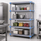 Thumbnail image #3 for Quantum Millenia QP244862SS-4 48"W x 24"D x 62"H Gray All-Polymer Stationary Starter Shelving Unit with 4 Solid Shelves