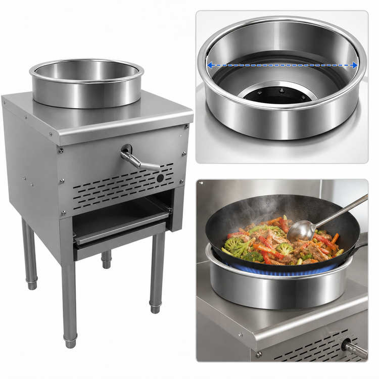 Product image #3 for Omcan USA 13-Inch Single Bowl Natural Gas Wok Range with 95,000 BTU Jet Burner