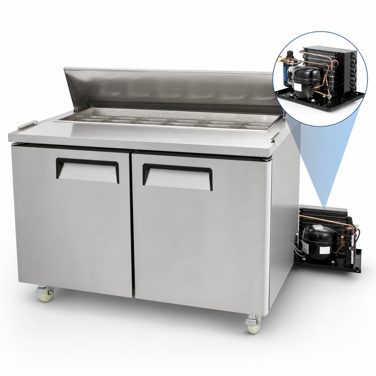 Product image #3 for Atosa Two-Section Sandwich/Salad Prep Table Refrigerator, 60-1/5-Inch, 17.2 Cu. Ft.