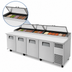 Thumbnail image #3 for True TPP-AT-119-HC 4-Section Pizza Prep Table with Side-Mounted Self-Contained Refrigeration