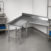 Thumbnail image #3 for Eagle Group Island Clean Dishtable, Left-Hand, 48-Inch Machine-to-Corner x 60-Inch Corner-to-End, 30-Inch Deep, 16-Gauge 430 Stainless Steel