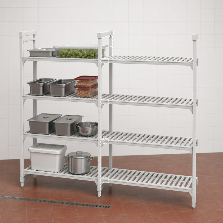 Product image #4 for Cambro Camshelving Premium 24"W x 21"D x 84"H 4-Shelf Vented Add-On Polymer Shelving Unit