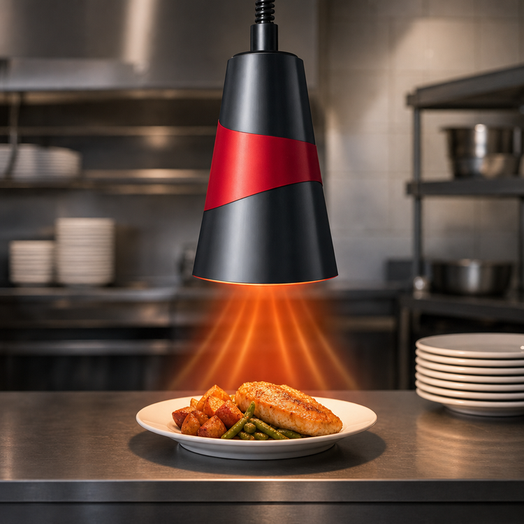 Product image #3 for Hatco DLL-1500 Single-Bulb Decorative Food Heat Lamp with Feathered Shade, 100W Max