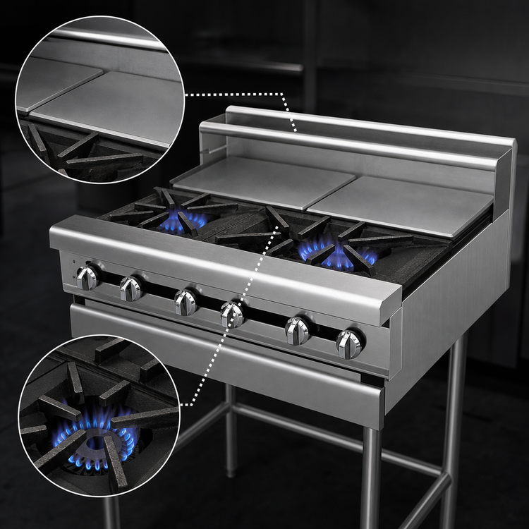 Product image #3 for Titan JMRH-2ST 24" Modular Heavy-Duty Gas Range with 2 Open Burners & 2 Hot Tops