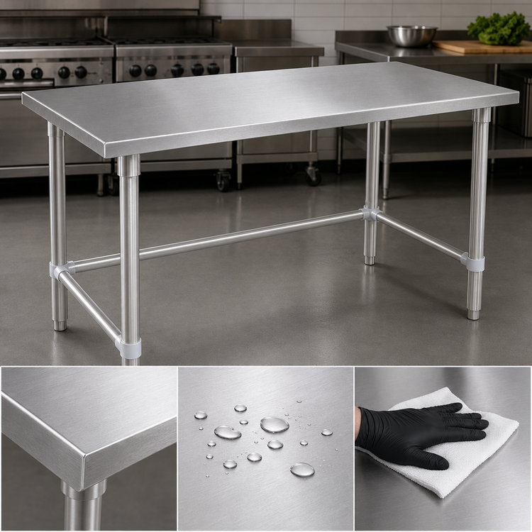 Product image #3 for John Boos Stallion 72-Inch x 24-Inch Stainless Steel Commercial Work Table with Safety Edge and Galvanized Base