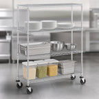 Thumbnail image #3 for Metro Super Erecta N456EC 4-Shelf Chrome Wire Stem Caster Cart, 48 x 21 x 69 in., Polyurethane Casters, 2 Swivel/2 Brake, 900 lb. Capacity