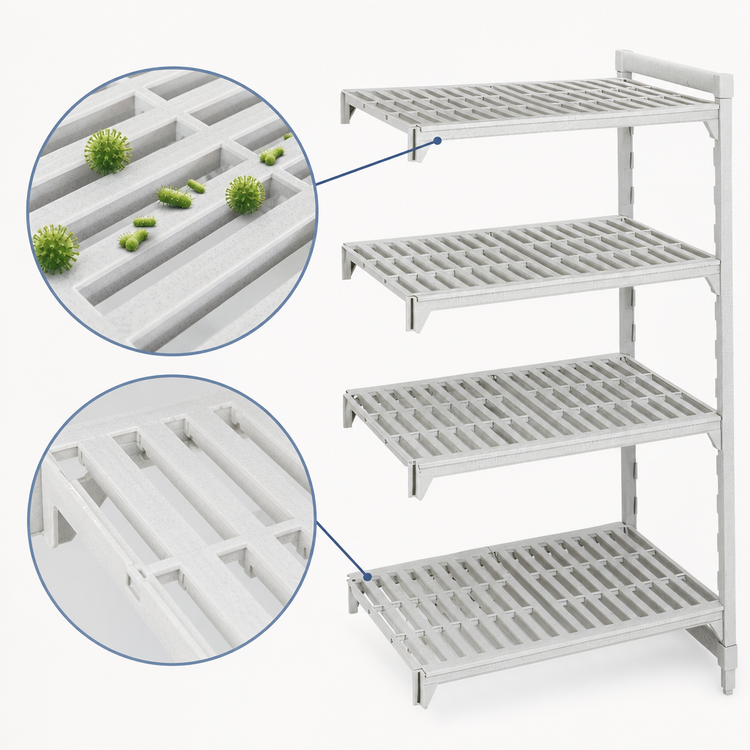 Product image #4 for Cambro Camshelving Premium 4-Shelf Vented Add-On Polymer Shelving Unit, 24-Inch Deep x 36-Inch Wide x 64-Inch High, Speckled Gray
