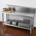 Thumbnail image #3 for Advance Tabco 144-Inch x 30-Inch 14-Gauge 304 Stainless Steel Work Table with 10-Inch Backsplash and Adjustable Undershelf