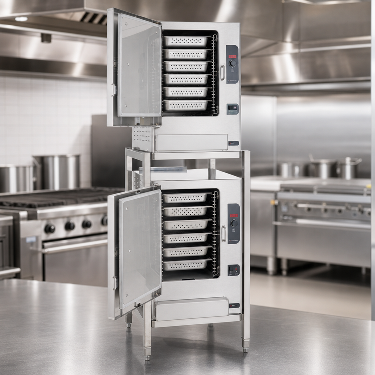 Product image #2 for Cleveland Range Open Stainless Steel Double-Stack Equipment Stand for SteamChef Countertop Steamers