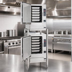 Thumbnail image #2 for Cleveland Range 113130GC Open Stainless Steel Double-Stack Equipment Stand for Two SteamChef Countertop Steamers