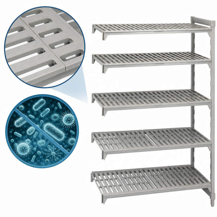 Product image #4 for Cambro Camshelving Premium 72-Inch Wide x 21-Inch Deep 5-Shelf Vented Polymer Add-On Shelving Unit, Speckled Gray
