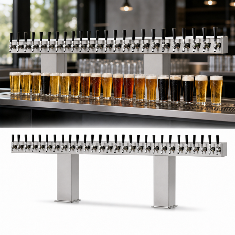 Product image #3 for Perlick Bridge Tee Countertop Extra High 30-Faucet Glycol-Cooled Stainless Steel Draft Beer Tower