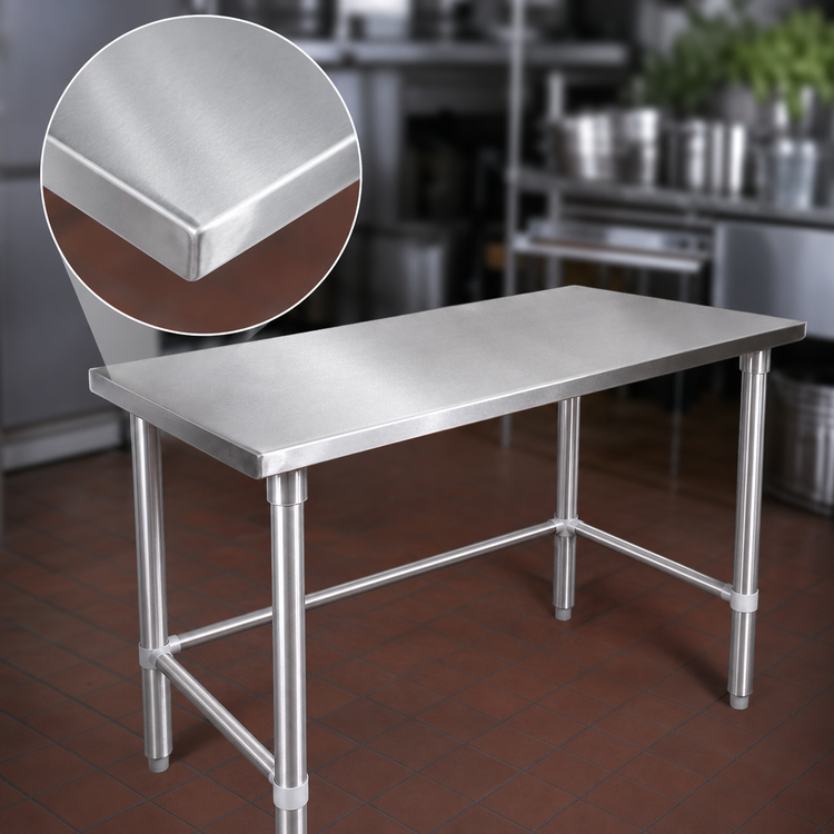 Product image #3 for John Boos Stallion 30 x 24 Inch Stainless Steel Corner Work Table with Safety Edge