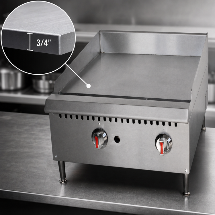 Product image #3 for Uniworld 24-Inch Heavy-Duty Gas Countertop Griddle, 3/4-Inch Smooth Steel Plate, Natural Gas / Convertible to Propane