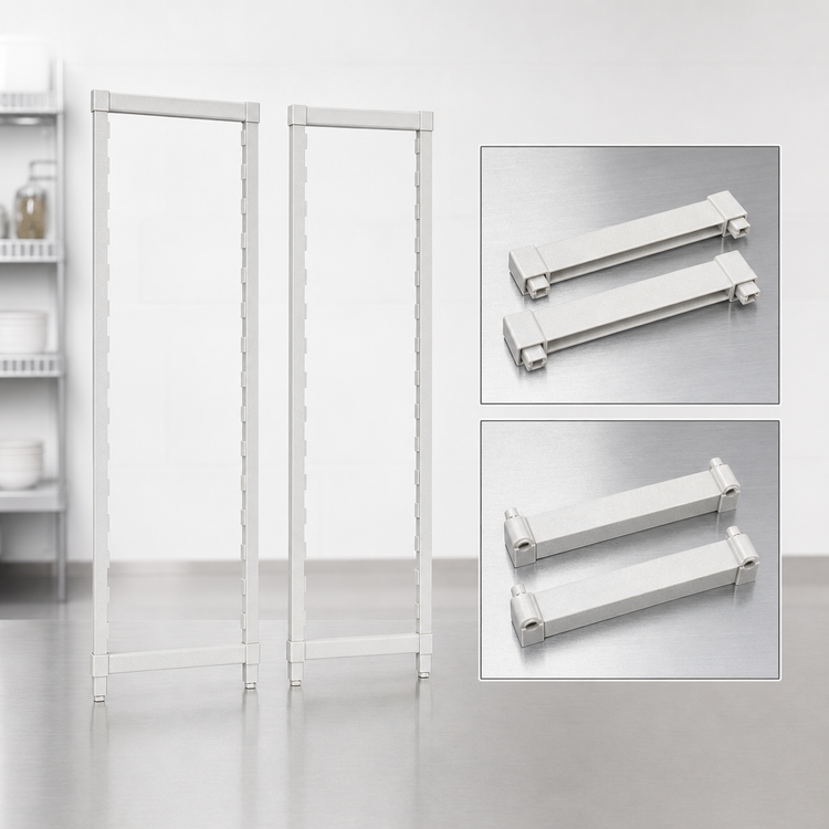 Product image #4 for Cambro Camshelving Premium Stationary Shelving Post Kit for 24-Inch Deep Shelving, 84-Inch High, Speckled Gray