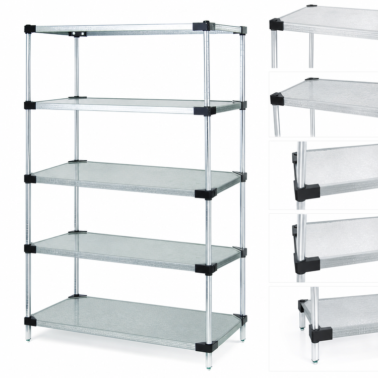 Product image #3 for Quantum 36"W x 14"D x 86"H Solid Shelving Starter Kit with 5 Solid Shelves