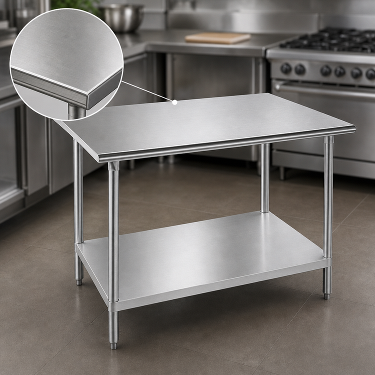 Product image #3 for Advance Tabco 30" x 30" Corner Stainless Steel Work Table with Adjustable Undershelf