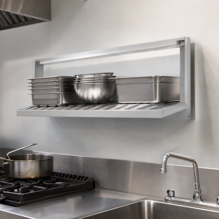 Product image #3 for Wall-Mounted Inverted Aluminum Shelf, 36 Inch W x 20 Inch D, 12 Gauge