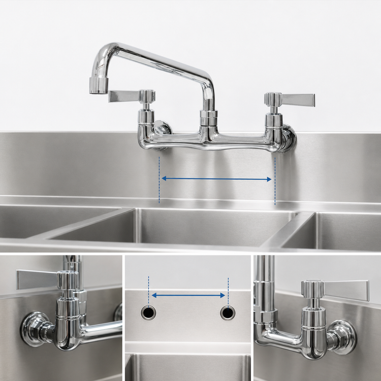 Product image #3 for Advance Tabco K-101 Commercial Lead-Free Backsplash-Mounted Faucet with 8-Inch Swing Spout