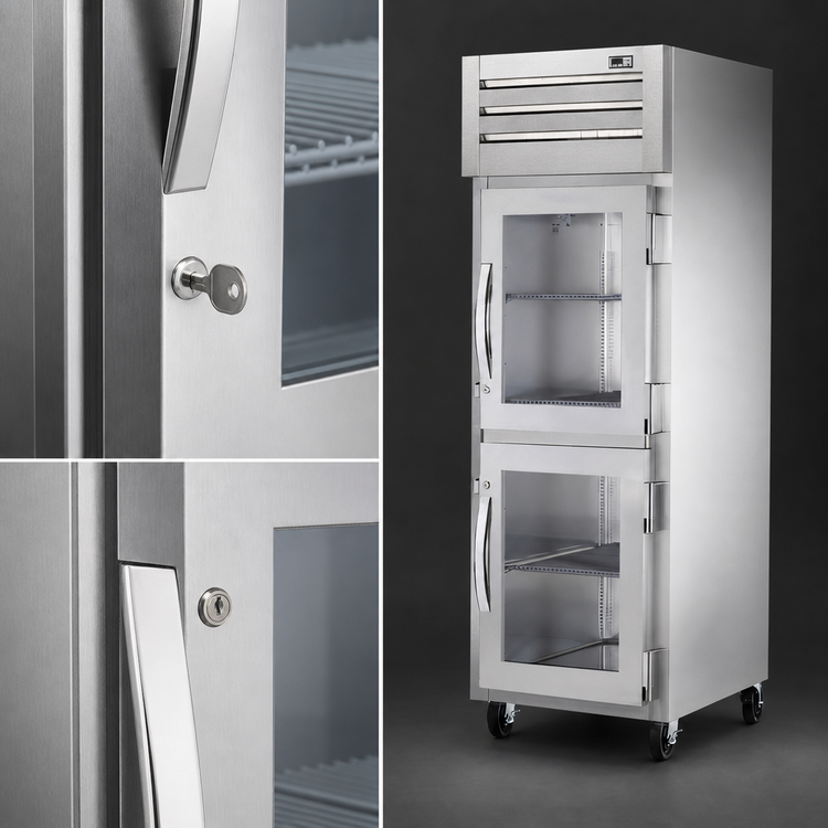 Product image #3 for True SPEC SERIES 1-Section Reach-In Refrigerator with 2 Glass Half Swing Doors, Stainless Steel Front, Aluminum Sides, and Top-Mounted Self-Contained R290 Refrigeration