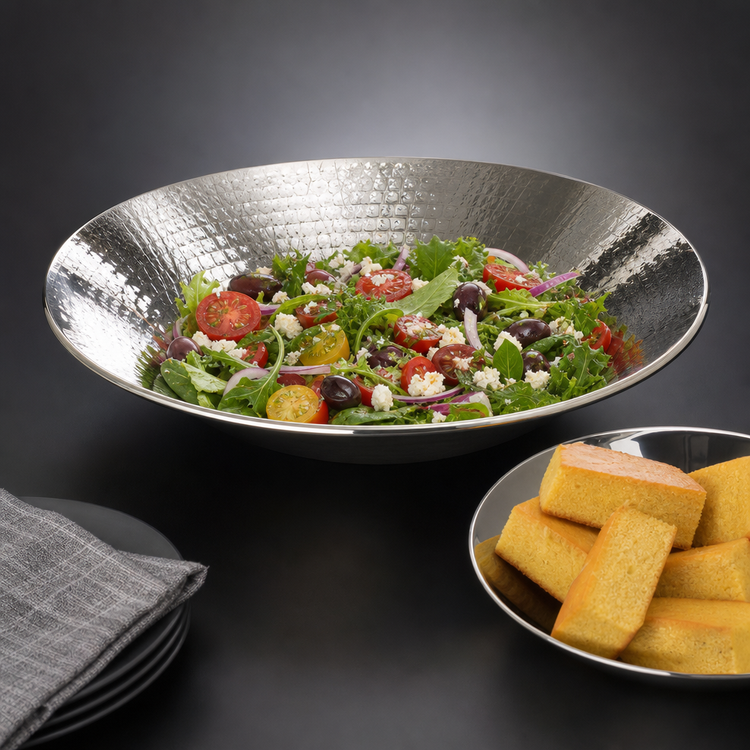 Product image #3 for American Metalcraft Hammered Stainless Steel Serving Bowl, 85 oz., 12-1/8 Inch Dia. x 2-1/4 Inch H