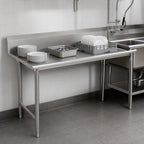 Thumbnail image #3 for John Boos Pro-Bowl CDT4-S72SBK-L 72-Inch Straight Clean Dishtable, Right-to-Left, 14-Gauge 304 Stainless Steel, 10-Inch Boxed Backsplash