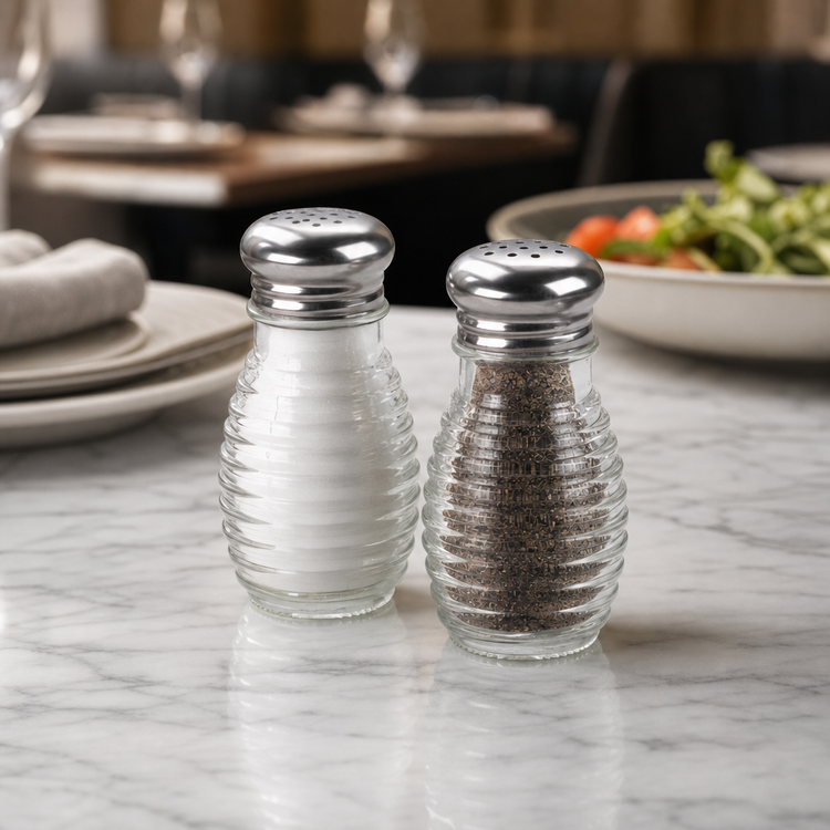 Product image #3 for 2 oz Glass Beehive Salt and Pepper Shaker with Stainless Steel Mushroom Cap