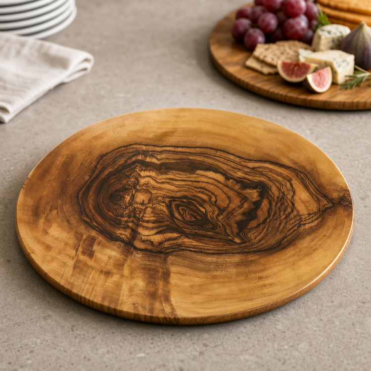Product image #3 for Naturals 17-1/4 Inch Round Melamine Serving Board with Olive Wood Pattern