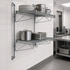 Thumbnail image #3 for Quantum WC34-CB1224GY Wall-Mounted Cantilever Double-Shelf Wire Shelving Unit, 24 x 12 in, Gray Epoxy Finish