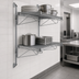 Thumbnail image #3 for Quantum Wall-Mounted Cantilever Double Shelf Wire Shelving Unit, 24 x 12 Inches, Gray Epoxy Antimicrobial Finish
