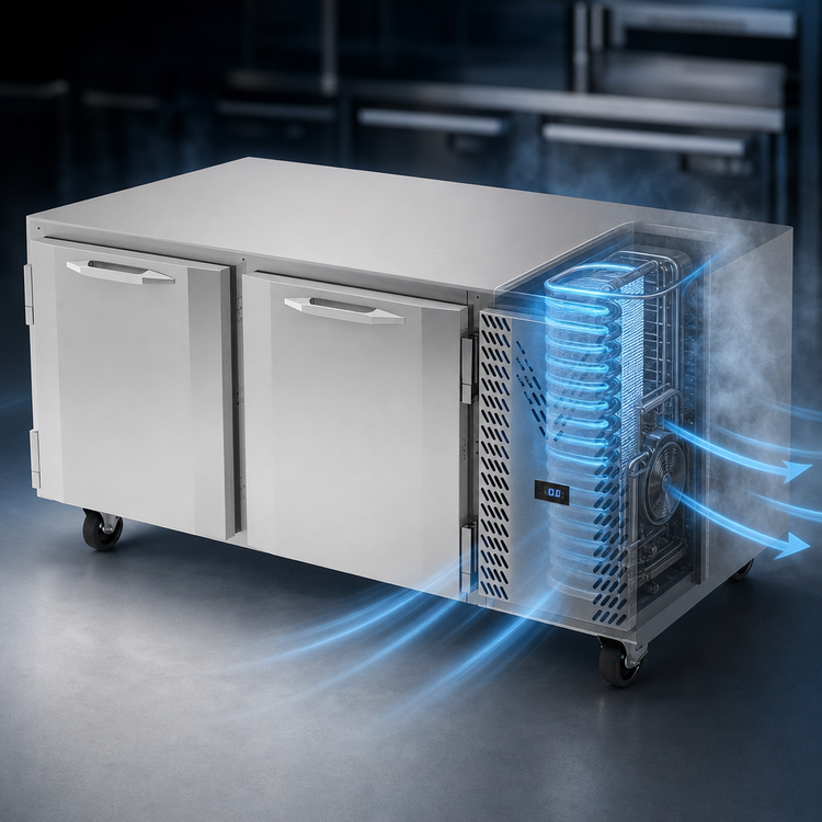 Product image #3 for Victory Refrigeration VUF67HC Two-Section Undercounter Freezer, 67-1/8 Inch Wide, Side-Mounted Self-Contained Refrigeration