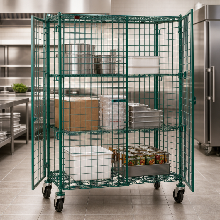 Product image #3 for EagleGard Mobile Security Cage with Double Doors, Open Wire, 51-1/4 x 27-1/4 x 69 Inches