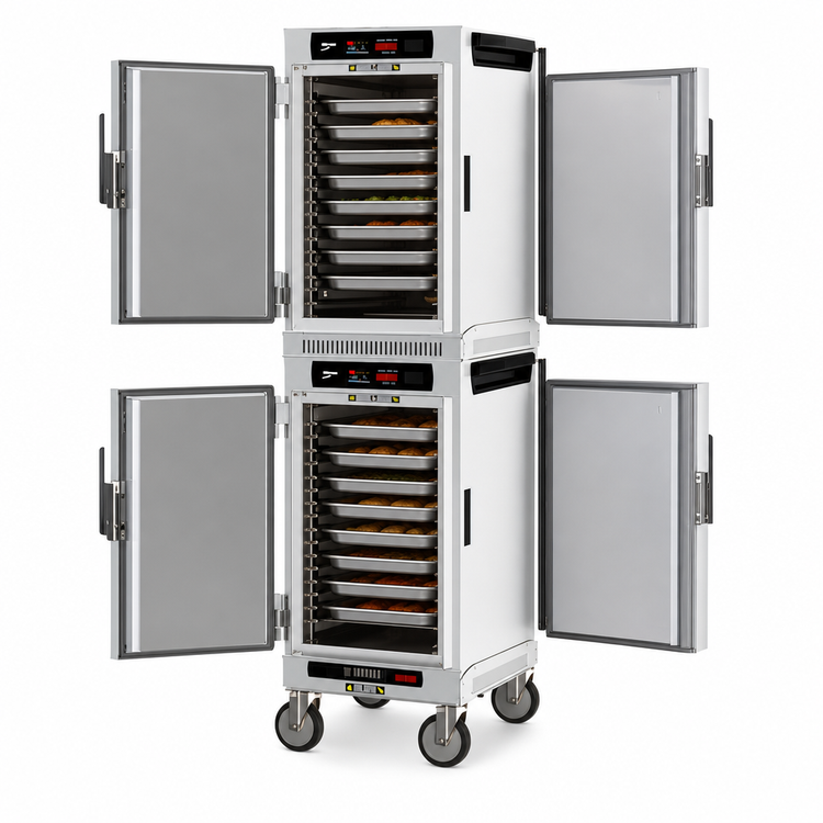 Product image #4 for Metro HotBlox Narrow Mobile Pass-Thru Insulated Holding Cabinet, 16 Pan, Dual-Cavity, Digital Touchscreen, Solid Front and Rear Doors