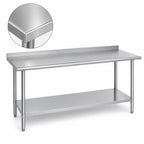 Thumbnail image #3 for Duke Manufacturing 316S-24120-2R Stainless Steel Work Table, 120"W x 24"D, 16-Gauge 300 Series Top, 1-1/8" Riser, Undershelf