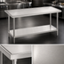 Thumbnail image #3 for Advance Tabco 84 Inch x 30 Inch 14-Gauge 304 Stainless Steel Flat Top Work Table with Adjustable Galvanized Undershelf