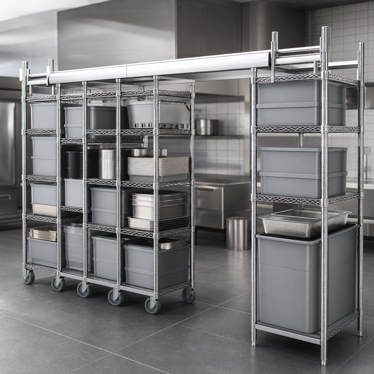 Product image #3 for Metro TOP-TRACK Super Erecta & Super Adjustable Double-Deep Top-Track Stationary End Unit Kit, 21-Inch Wide, Chrome Plated